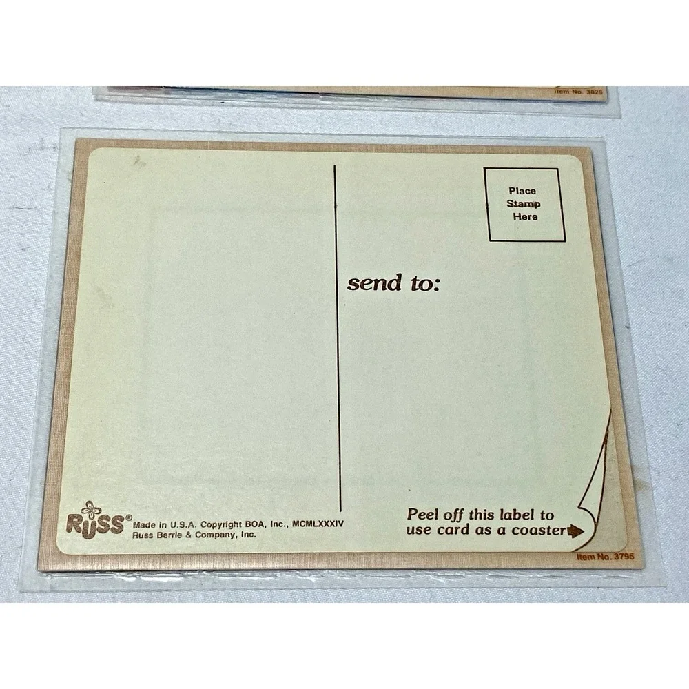 Lot Of 4 Novelty Postcard Russ Coaster Card Inspirational Duck Beach Vintage NOS